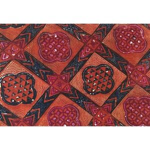 Vintage Geometric Fabric Rust Black Global Boho Cotton 70s Mod Earthy Nomad Art